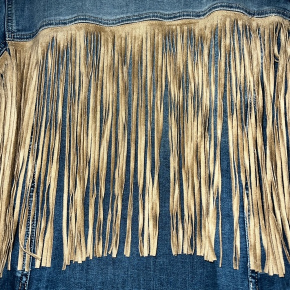 Chico’s Denim Jacket with fringe - Picture 4 of 7